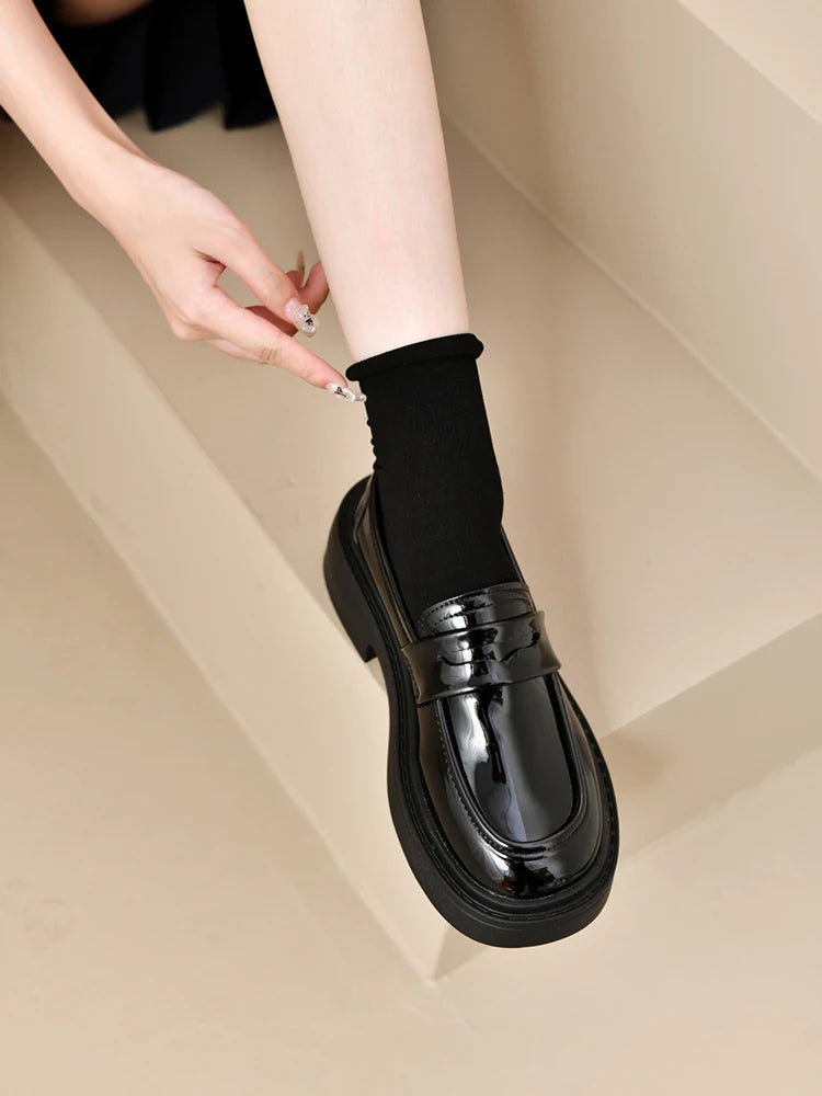 Xajzpa Summer Shoes Ladies Female Footwear Oxfords Women's Round Toe Shallow Mouth Loafers With Fur Clogs Platform Casual Sneaker Briti