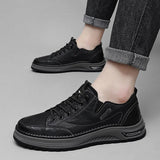 Xajzpa high-quality leather casual fashion luxury brand men's breathable flat shoes with lace Oxford comfortable outdoor running shoes