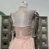 Xajzpa Fashion Lace Mesh Dress Women's Strapless Fake Two Pieces Waist Retraction Dresses 2025 Summer New Tide