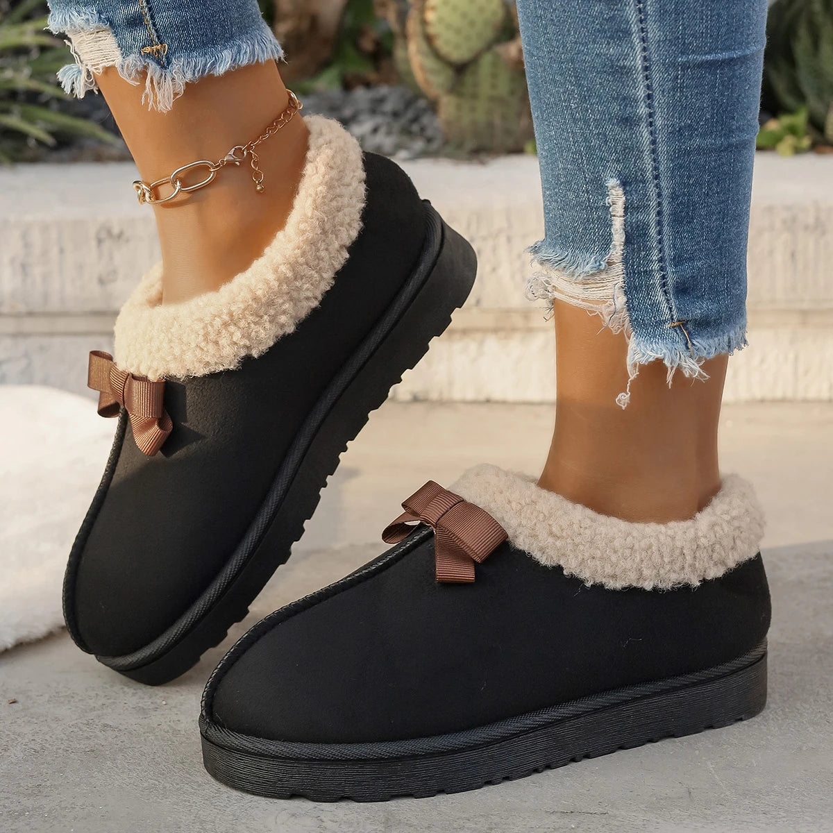 Xajzpa Winter Women's Slipper Fashion Fuzzy Fur Anti-slip Soft Sole Outdoor Indoor Warm Comfort Men Leisure Plush Houseshoes Couple