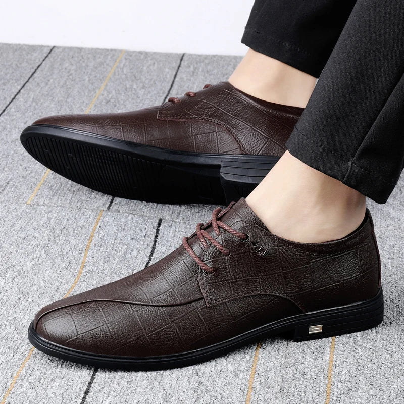 Xajzpa Genuine Leather Men's Formal Shoes Luxury Cowhide Business Leisure Social Men's Wedding Shoes Zapatos Hombre