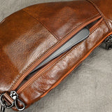 Xajzpa Soft genuine Leather Men's Chest Bag Male Mini Shoulder Crossbody Bag Anti Theft Chest Pack Men Outdoor Summer Sling Bag