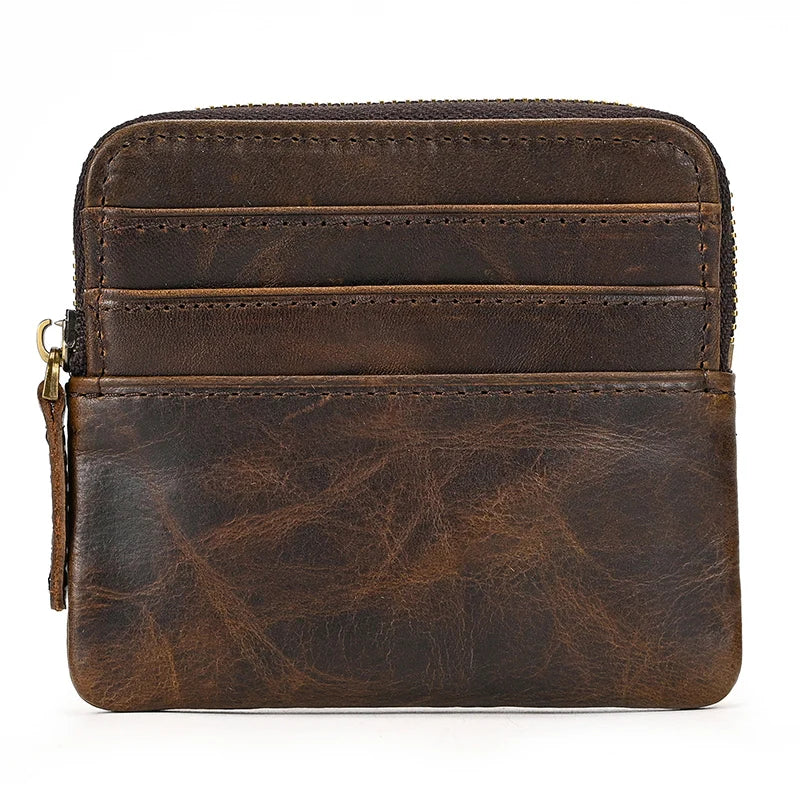 Xajzpa Leather Coin Purse Casual Genuine Leather Little Purse For Coins Card Purse Men Women Portable Small Wallet For Cards Key