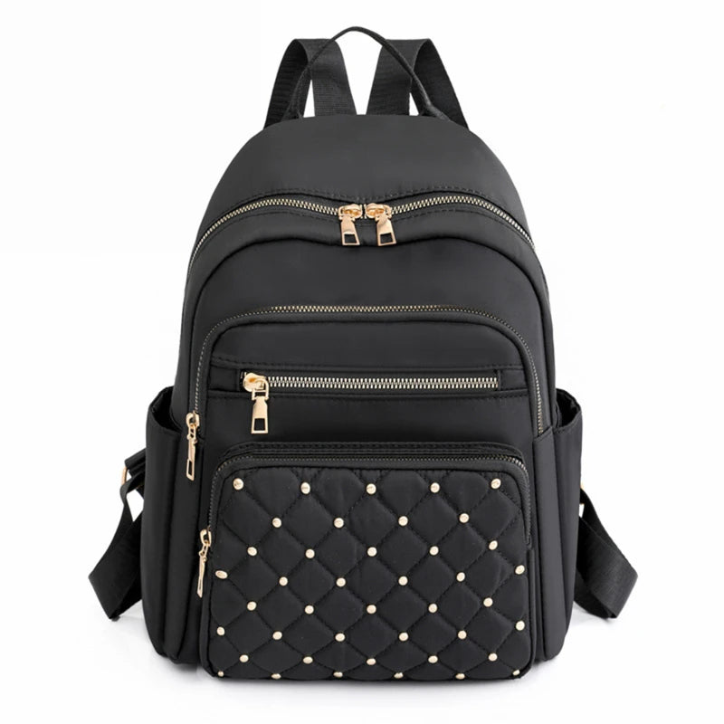 Xajzpa Lingge Rivet Nylon Fabric Design Large Capacity Three Layer Women's Backpack Senior Designer Brand Fashion Youth School Bag
