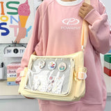 Xajzpa Preppy Style Candy Colour Cute Shoulder Bag Anime Expo Transparent Badge Display Messenger Bag Women Doll Itabag Crossbody Bag