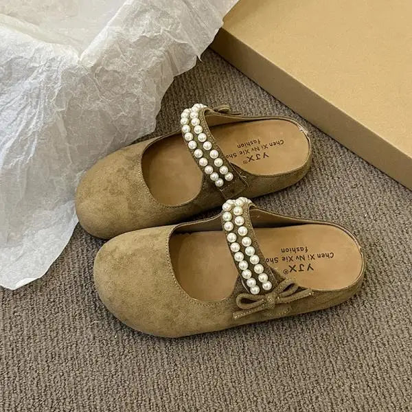 Xajzpa Flat Shoes Female Woman's Slippers Platform String Bead Slides Cover Toe 2025 Summer Soft  Shoes Women Cover Toe Slippers Flat P