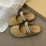 Xajzpa Flat Shoes Female Woman's Slippers Platform String Bead Slides Cover Toe 2025 Summer Soft  Shoes Women Cover Toe Slippers Flat P