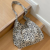 Xajzpa Fashion Canvas Bag Female Handbag Tote Large Capacity Underarm Bag Vintage Leopard Pattern Shoulder Shopping Bag