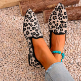 Xajzpa Women Pointed Toe Flats Shoes Fashion Flower Printing Comfortable Shallow Casual Loafers Ladies Breathable Non Slip Walking Shoe