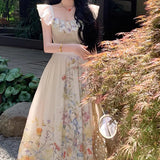 Xajzpa Fashion Printing Casual Dress Women's Short Sleeve Waist Retraction A Line Dresses 2025 Summer New Tide