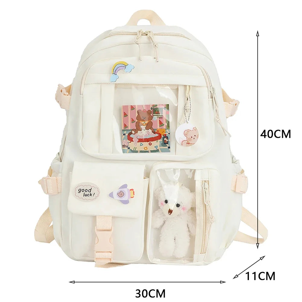 Xajzpa BACK TO SCHOOL Japanese Girls Aesthetic Backpack Cute School Bags For Student Teens Girls Pockets Kawaii Women Laptop Backpack Harajuku Mochila