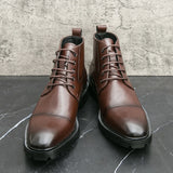 Xajzpa Men's short boots winter fashion new comfortable Amazon tight lace shoes old-fashioned business men's casual fashion shoes