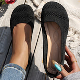 Xajzpa Comfortable Big-Head Shoes Round-Toe Flat Knitted Shoes Korean-Style Versatile Women's Single Shoes Walking Loafers Sneakers