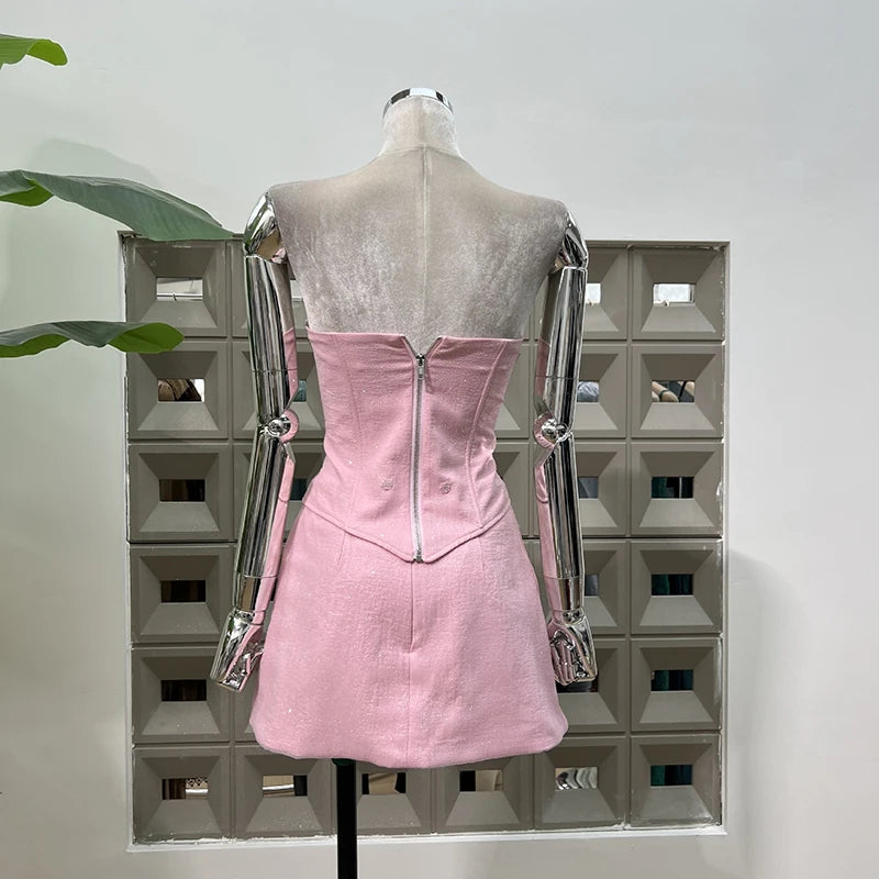 Xajzpa Fashion Women Dress Sleeveless Strapless Big Bow Female Summer Evening Party Short Dresses New Tide