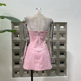 Xajzpa Fashion Women Dress Sleeveless Strapless Big Bow Female Summer Evening Party Short Dresses New Tide