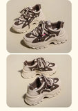 Xajzpa Women's Leather Dad Shoes Spring Autumn Lightweight Cotton Breathable Comfortable Casual Sports Sneakers