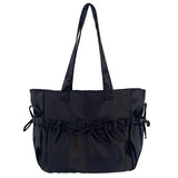 Xajzpa New Product Satin Folded Bow Tote Bag Sweet Advanced Girl Shoulder Bag Fashionable Large Capacity Commuting Underarm Bag