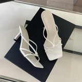 Xajzpa New Style Summer Women Clip Toe Slippers Fashion Dress Slide Shoes Ladies Women's Elegant High Heel Footwear Zapatos Mujer