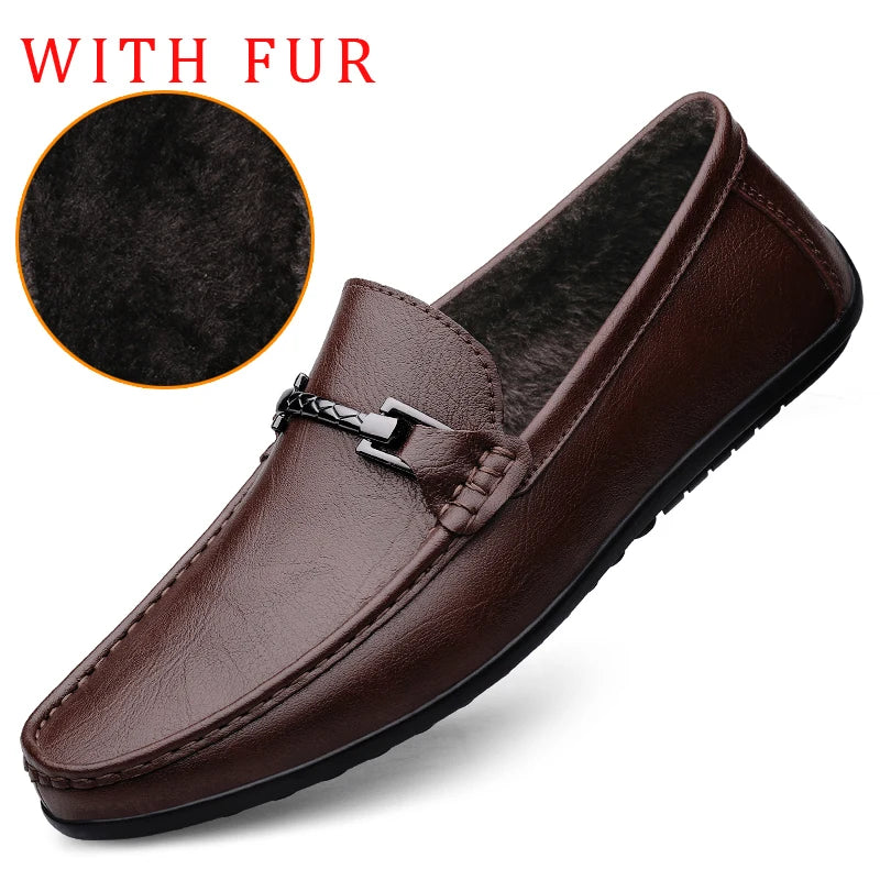 Xajzpa Genuine Leather Loafers Men Design Moccasin Fashion Slip On Soft Flat Casual Men Shoes Adult Male Footwear Handmade Boat Shoes