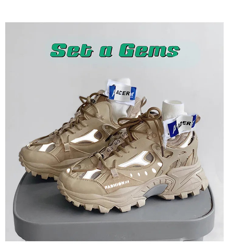 Xajzpa Men's Vulcanized Shoes Luxury Sneakers Harajuku Chunky Sneakers Autumn Running Footwear Male High Fashion Zapatos Hombre