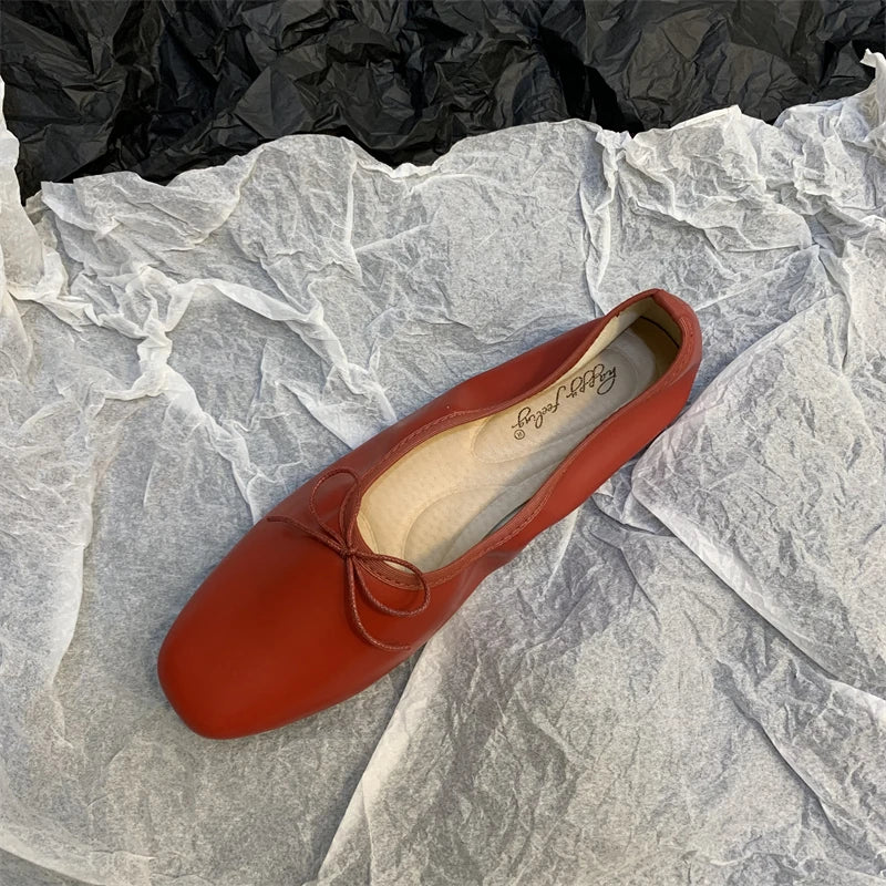 Xajzpa  Spring Flats Ballerina Shoes Women Fashion Brand Square Toe Flat Ballet Shoe Female Casual Slip On Loafers zapato