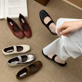 Xajzpa New Fashion Autumn Women Flat Heel Shoes Fashion Round Toe Shallow Slip on Mary Jane Shoes Soft Flat Casual Dress Single Shoes