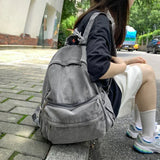 Xajzpa New Gray Denim Backpack Women's Leisure Travel Outing Shoulder Bag Female Fashion Schoolbags Suitable For Boys And Girls Mochila