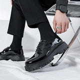 Xajzpa Men's Oxford shoes, patent leather men's office shoes, formal dress shoes, formal lace up height increasing black leather shoes