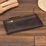 Xajzpa Men Women's Leather Purse Cellphone Pouch Iphone Bag Single Zipper Long Purse Slim Wallet for Coins Man Woman for Card Cash