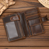 Xajzpa High Quality Genuine Leather Card Wallet Men Women RFID Genuine Leather Short Wallet Multi Cards Slots Button Man Purse