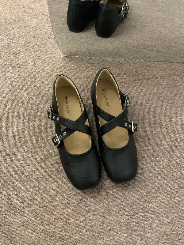 Xajzpa Square Toe Shallow Mouth Grandma Shoes Clogs Platform Increas Height Women's Moccasins Female Footwear Summer Creepers Retro New