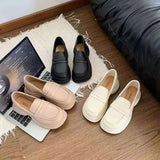 Xajzpa Retro Soft Bottom British JK Style Women's 2025 Spring New Slip on Casual Loafers Round Toe Flat Heel PVC Fashion Shoes