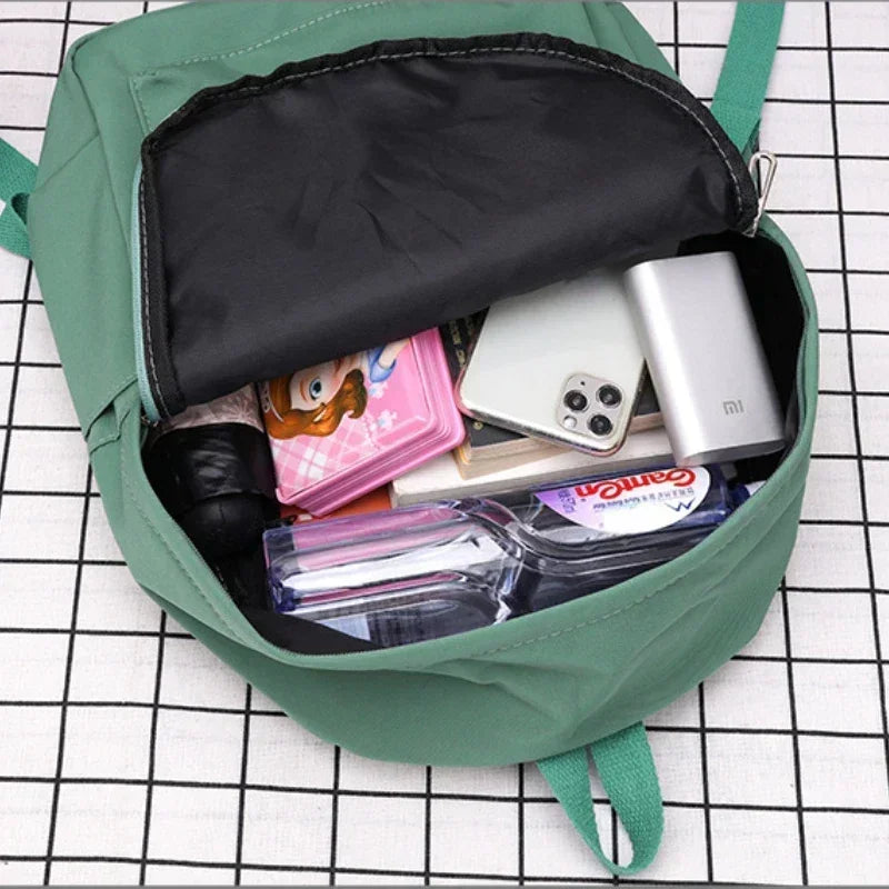 Xajzpa High Quality New Waterproof Nylon Women Backpack Female Travel Bag Backpacks Schoolbag for Teenage Girls Solid Color Bookbag