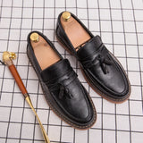 Xajzpa Men's Casual Fashion High Quality Tassel Breathable Luxury Brand Le Fu Mo Ka Xin Shoes, One Step Stepping Men's Flat Shoes