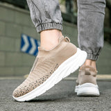 Xajzpa Men Flat Shoes Lazy Plus Size Socks 39-50 High Elasticity Knitted Fabric Comfortable Black Sports Shoes for Walking and Running