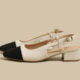 Xajzpa New 2025 Summer Women's Sandals Elegant Medium Heel Toe Mules Comfortable Office Women's Shoes Buckle Heels Dress Shoes