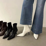 Xajzpa New Style Luxury Women's Fashion Pointed Toe Ankle Boots Women Wedding Party Shoes Winter Autumn Slim Short Ladies Boots