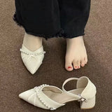 Xajzpa Summer Pointed Heel Sandals Mary Jane Comfort Shoes for Women Suit Female Beige Med Espadrilles Platform Girl