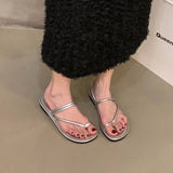 Xajzpa Summer New Brand Women Slippers Fashion Narrow Band Ladies Elegant Slides Flat Heel Outdoor Gladiator Shoes Beach Shoes