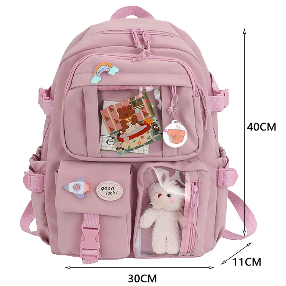 Xajzpa BACK TO SCHOOL Japanese Girls Aesthetic Backpack Cute School Bags For Student Teens Girls Pockets Kawaii Women Laptop Backpack Harajuku Mochila