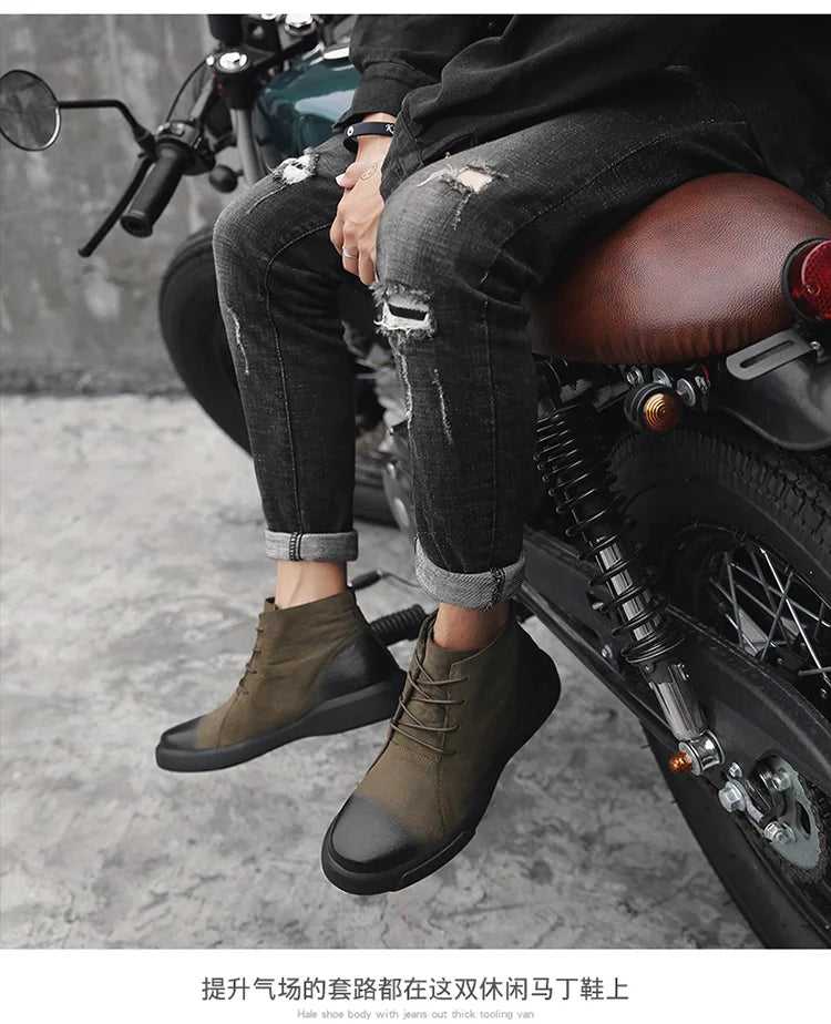 Xajzpa Men's Chelsea Cotton Boots Winter Men's Genuine Leather Shoes High Top Men Plush Sapato Social Masculino Zapatos Para Hombres