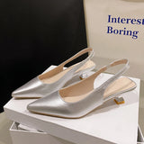 Xajzpa Fashion Female Shoes  New Women's Pumps Solid Color Simple Mid Heel Shoes Sexy Pointed Toe Slingback Elegant Dress Shoes