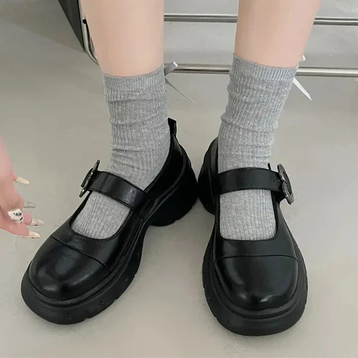 Xajzpa Chunky Loafers Shoes autumn Women Japanese Style Slip On brown Lolita Shoes Women Fashion Thick Sole Round Toe Uniform Shoe