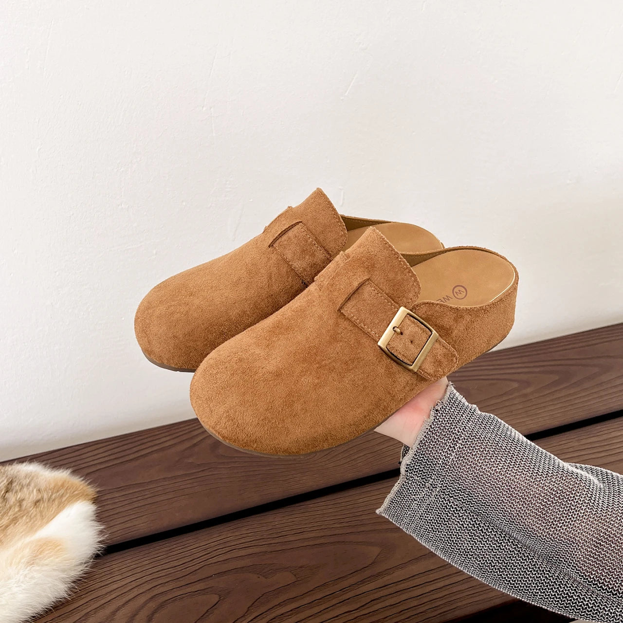 Xajzpa New Style Classic Fashion Women Suede Mules Slippers Clogs Cork Insole Sandals with Arch Support Outdoor Beach Slides Home Shoes