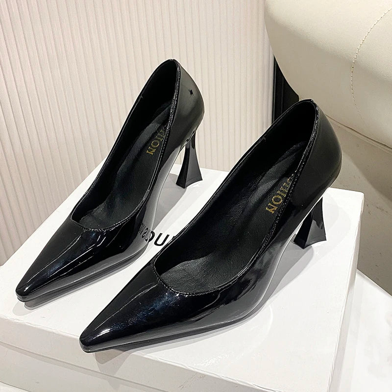 Xajzpa New Style Women's Fashion Leopard Ladies Slip on Women's High Heels Fashion Party Pumps Women Pointed Toe Super High Shoes Women