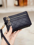 Xajzpa Women's Vintage Short Wallet, Bifold Clutch Coin Purse, Solid Color Purse With Wristband
