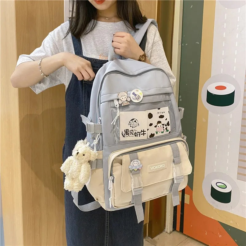 Xajzpa Kawaii Women Backpack Waterproof School Bag For Teenager Girl Student Bookbag Laptop Rucksack Cute Female Travel Bagpack Mochila