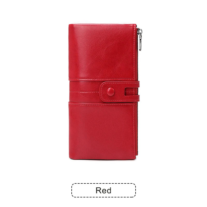 Xajzpa RFID Women's Long Wallet PU Leather Handbag with Multiple Card Slots, Coin Zipper Wallet, Women's Mobile Wallet