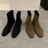 Xajzpa Coarse Heeled Suede Women's Boots Casual Versatile Suitable Daily Shoes Women Trend Winter Trendy Ankle Boots Added Suede