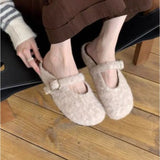 Xajzpa Big Size 43 Women Lambswool Slippers Winter Sheep Fur Shoes Ladies Flat Cotton Slides Home Pantuflas Daily Slip On Furry Mules
